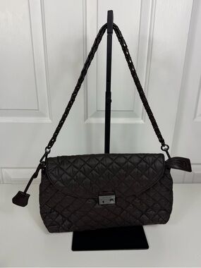 MZ Wallace Crosby Lock Shoulder Bag in Espresso Brown